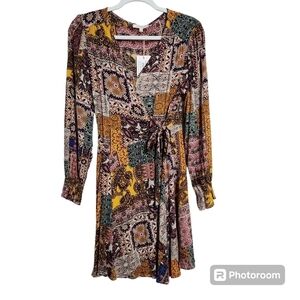 NWT Anthropologie Skies are Blue Alora printed wrap mini Dress